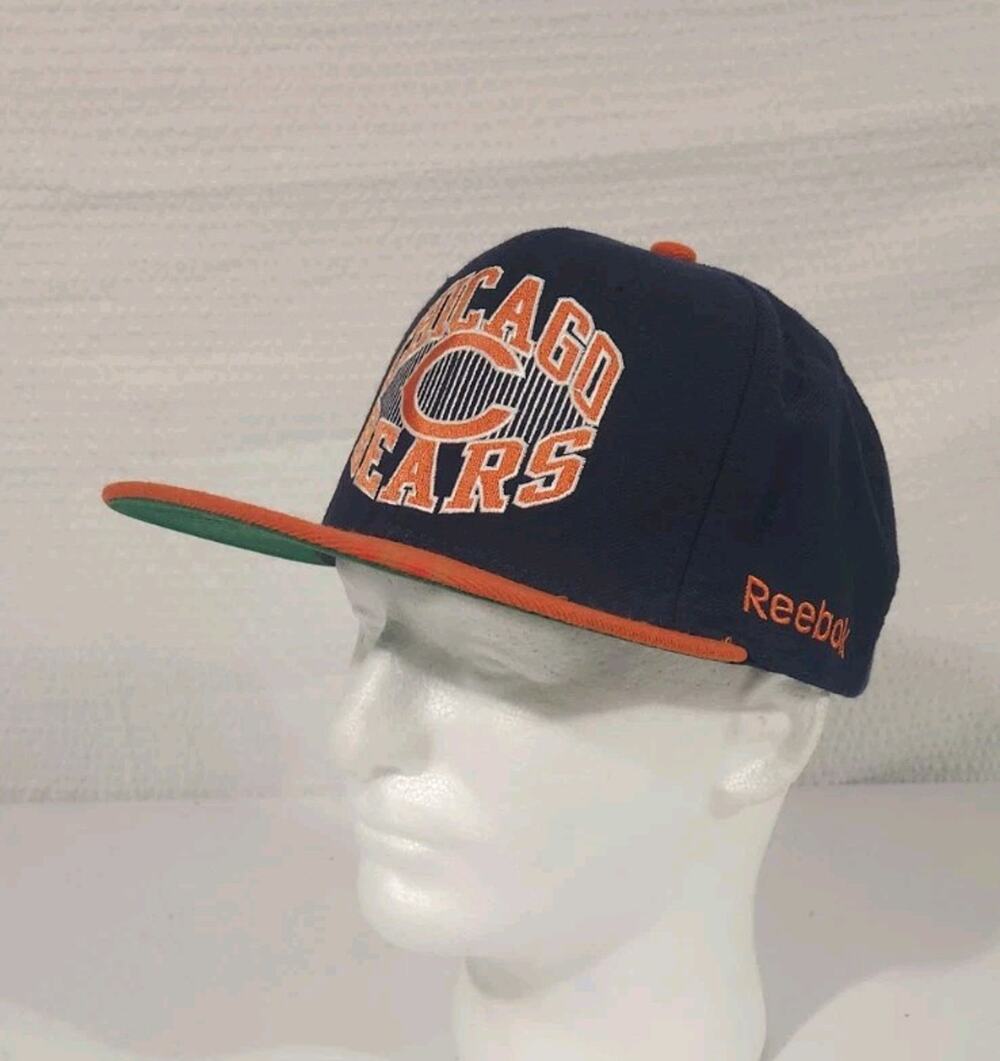 Chicago Bears Flat Bill Hat Reebok Snapback Adjustable Cap Blue Orange Retro